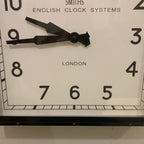 Roger Lascelles Retro Industrial Square Wall Clock — Smiths Style Dial, Black, 41cm