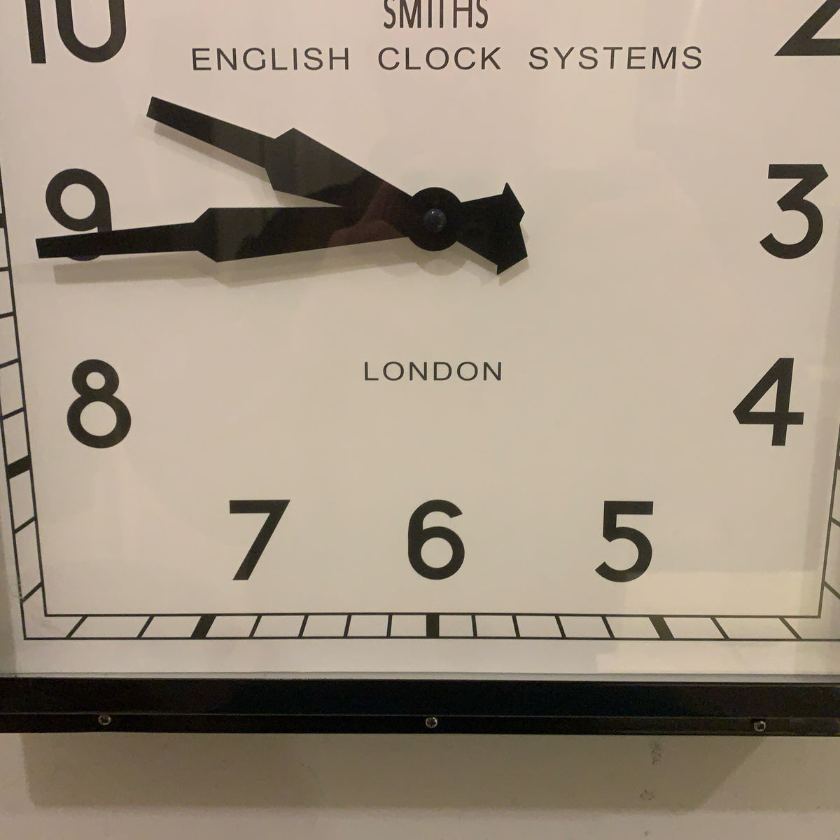 Roger Lascelles Retro Industrial Square Wall Clock — Smiths Style Dial, Black, 41cm