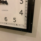 Roger Lascelles Retro Industrial Square Wall Clock — Smiths Style Dial, Black, 41cm