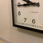 Roger Lascelles Retro Industrial Square Wall Clock — Smiths Style Dial, Black, 41cm