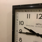 Roger Lascelles Retro Industrial Square Wall Clock — Smiths Style Dial, Black, 41cm
