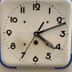 Schramberg Majolika Ceramic Wall Clock, 1930s, White Blue, Square, Quartz, Germany