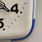 Schramberg Majolika Ceramic Wall Clock, 1930s, White Blue, Square, Quartz, Germany