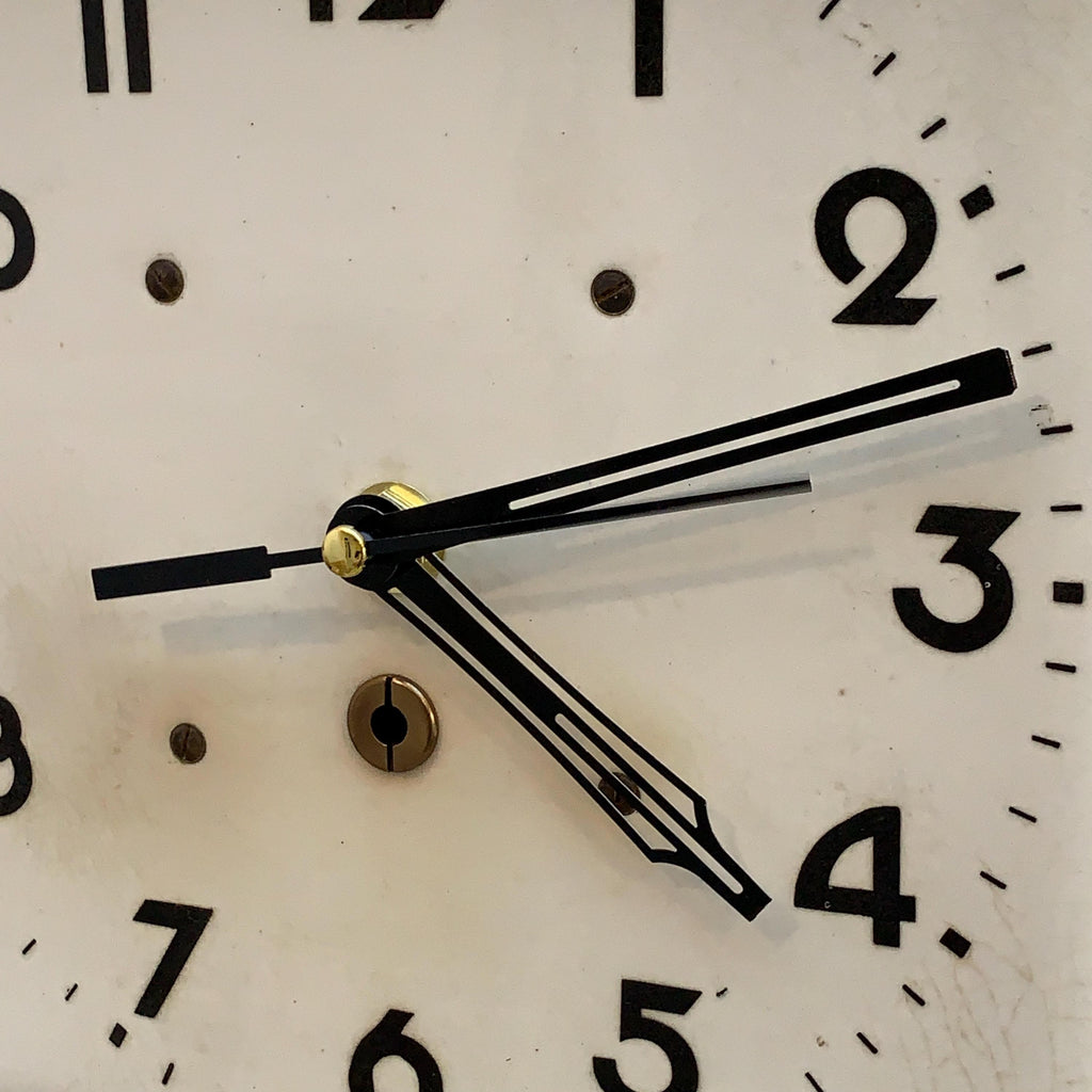Schramberg Majolika Ceramic Wall Clock, 1930s, White Blue, Square, Quartz, Germany