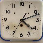Schramberg Majolika Ceramic Wall Clock, 1930s, White and Blue, Square Case, Germany
