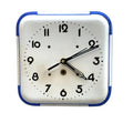 Schramberg Majolika Ceramic Wall Clock, 1930s, White and Blue, Square Case, Germany