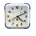 Schramberg Majolika Ceramic Wall Clock, 1930s, White and Blue, Square Case, Germany