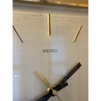Seiko QA211D Square Wall Clock – 1970s Gold Tone Brass Frame Textured Dial Original Hands 11 Inch