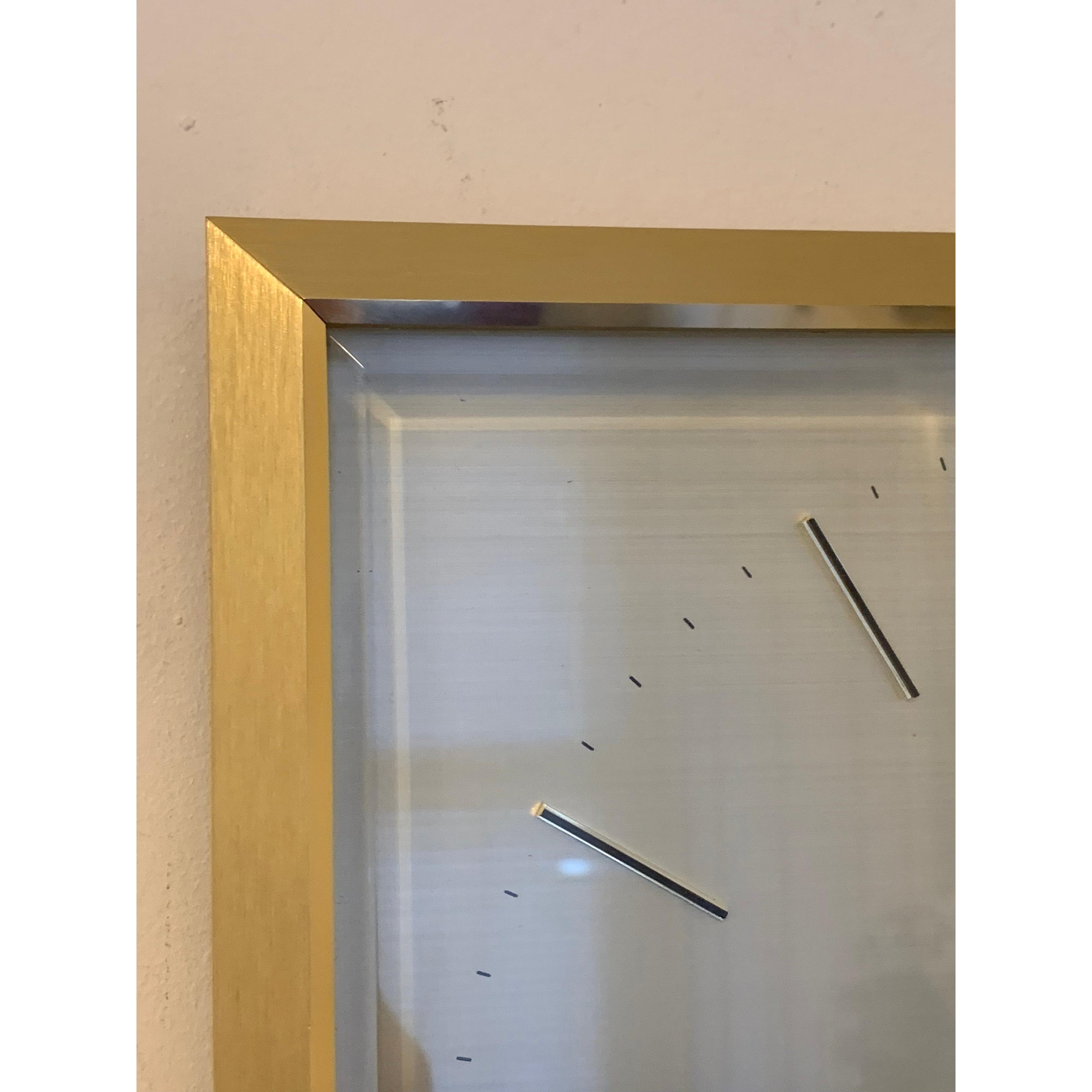 Seiko QA211D Square Wall Clock – 1970s Gold Tone Brass Frame Textured Dial Original Hands 11 Inch