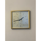 Seiko QA211D Square Wall Clock – 1970s Gold Tone Brass Frame Textured Dial Original Hands 11 Inch