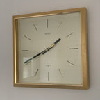Seiko QA211D Square Wall Clock – 1970s Gold Tone Brass Frame Textured Dial Original Hands 11 Inch