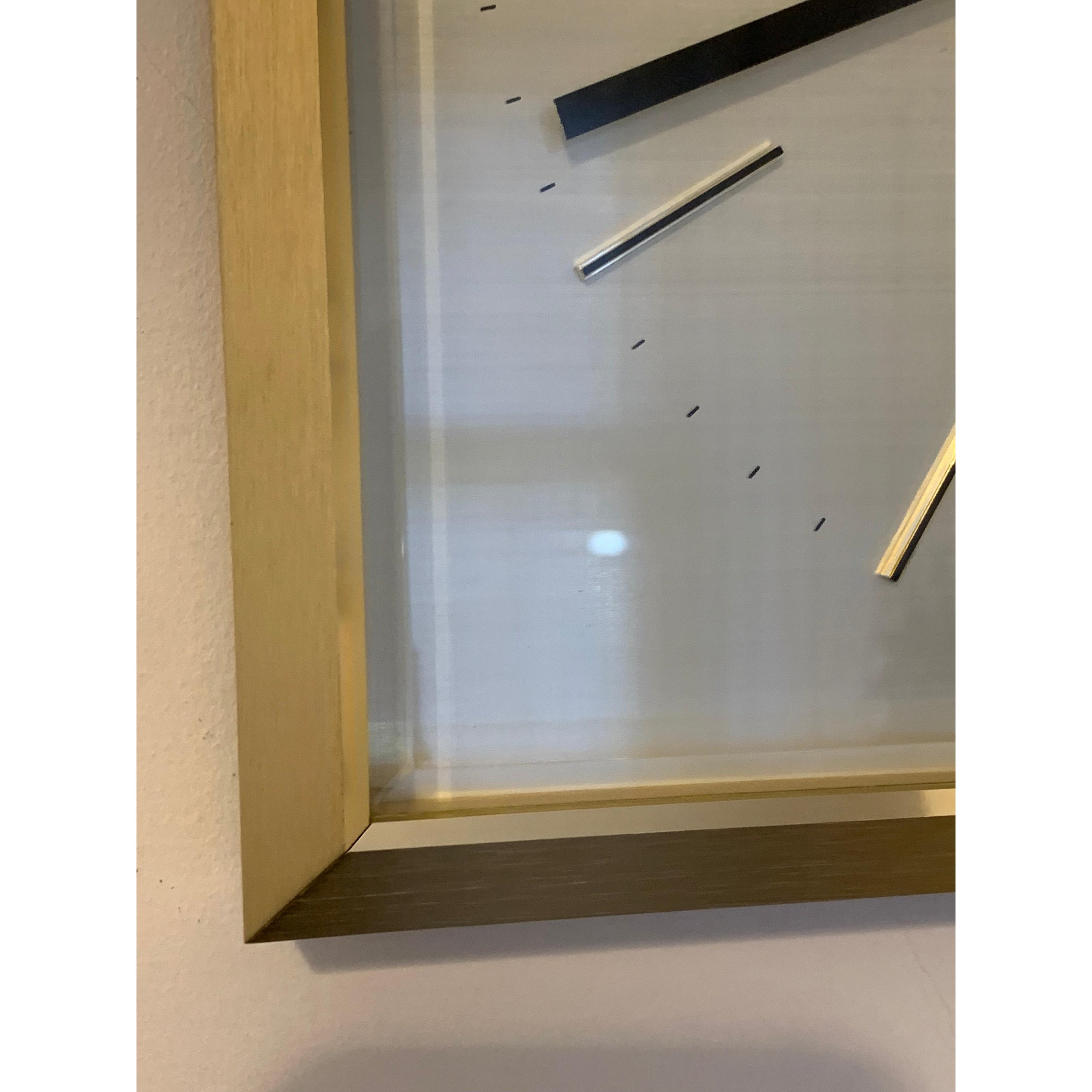 Seiko QA211D Square Wall Clock – 1970s Gold Tone Brass Frame Textured Dial Original Hands 11 Inch