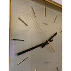 Seiko QA211D Square Wall Clock – 1970s Gold Tone Brass Frame Textured Dial Original Hands 11 Inch
