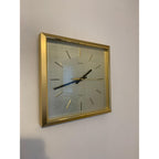 Seiko QA211D Square Wall Clock – 1970s Gold Tone Brass Frame Textured Dial Original Hands 11 Inch