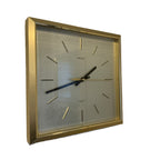 Seiko QA211D Square Wall Clock – 1970s Gold Tone Brass Frame Textured Dial Original Hands 11 Inch