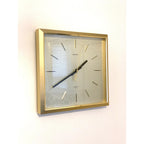 Seiko QA211D Square Wall Clock – 1970s Gold Tone Brass Frame Textured Dial Original Hands 11 Inch