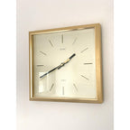 Seiko QA211D Square Wall Clock – 1970s Gold Tone Brass Frame Textured Dial Original Hands 11 Inch