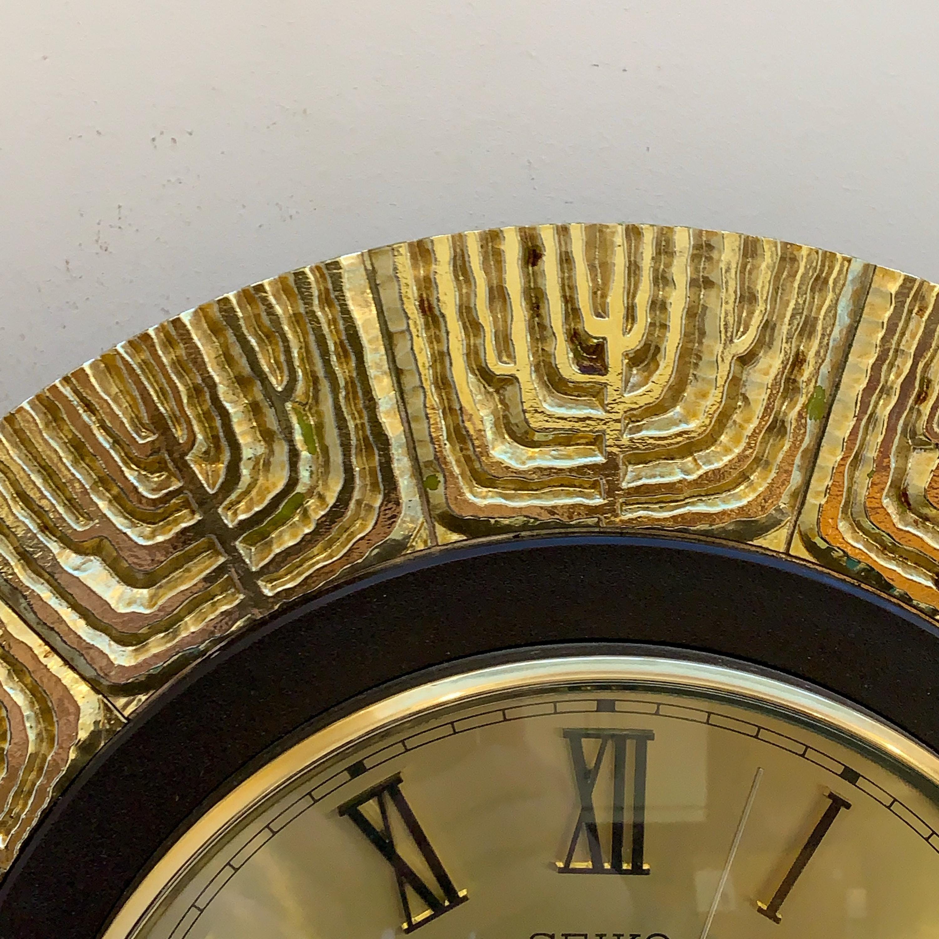 Seiko QA706G Sunburst Wall Clock, Metallic Gold, Roman Numerals, 1975–1980, 13 Inch