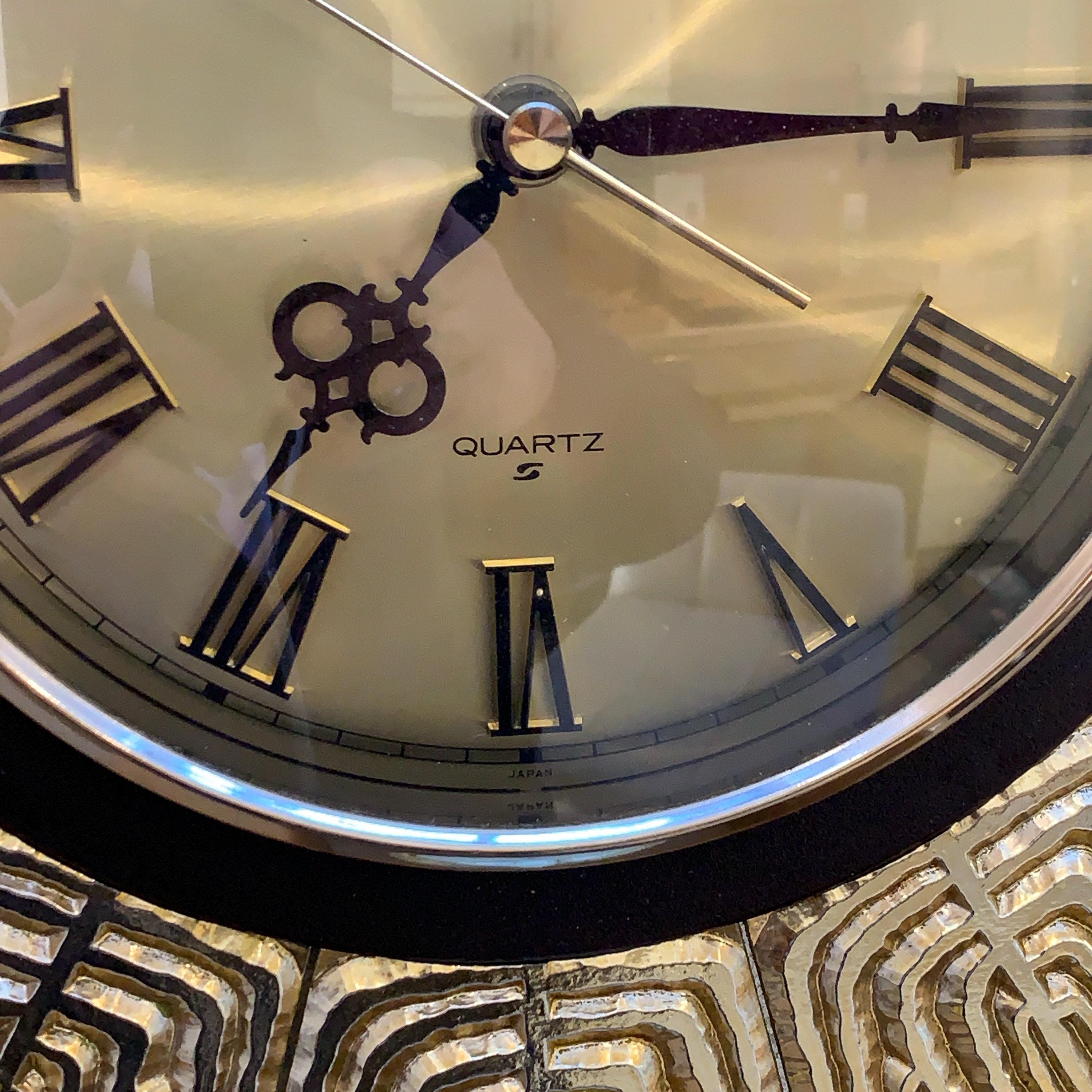 Seiko QA706G Sunburst Wall Clock, Metallic Gold, Roman Numerals, 1975–1980, 13 Inch