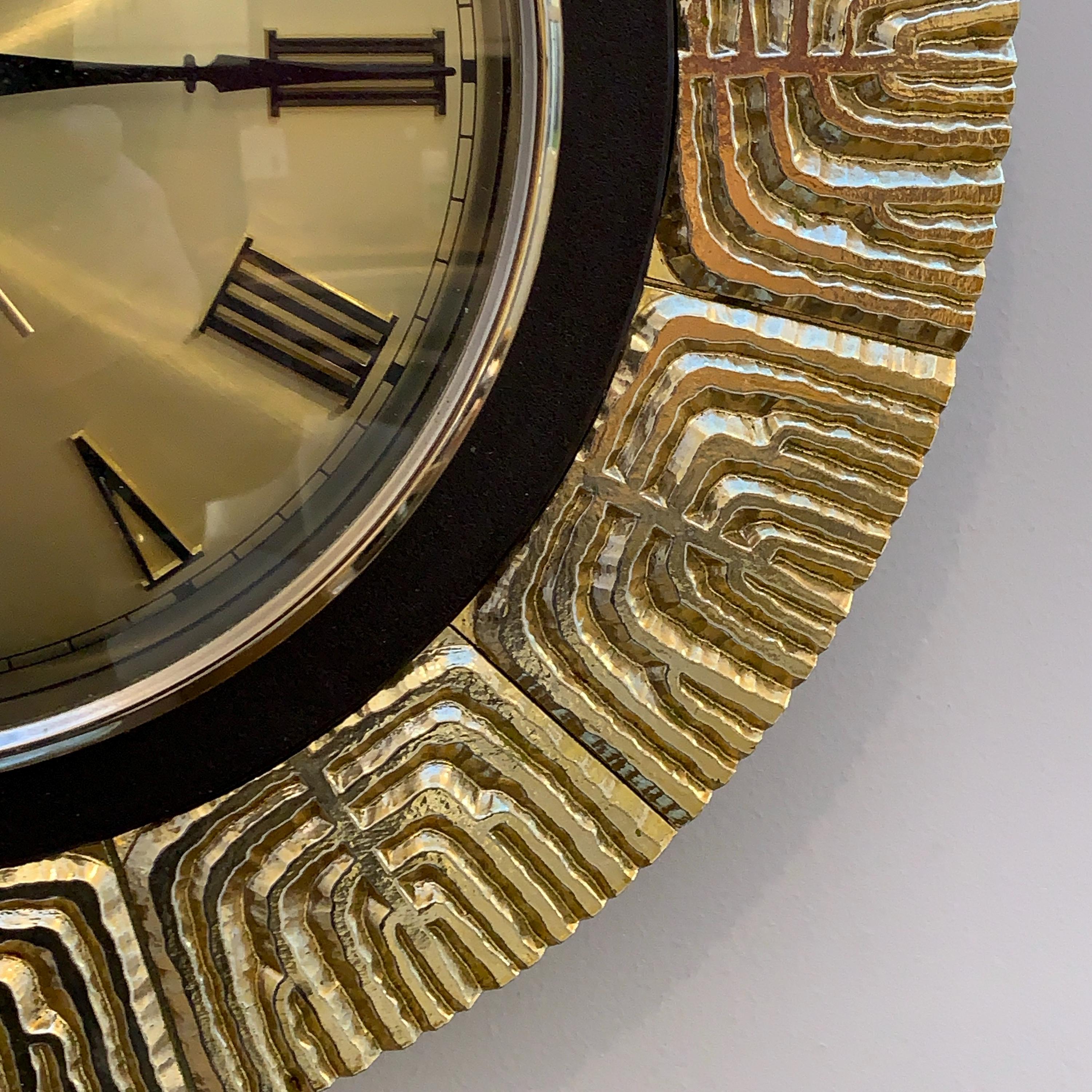 Seiko QA706G Sunburst Wall Clock, Metallic Gold, Roman Numerals, 1975–1980, 13 Inch