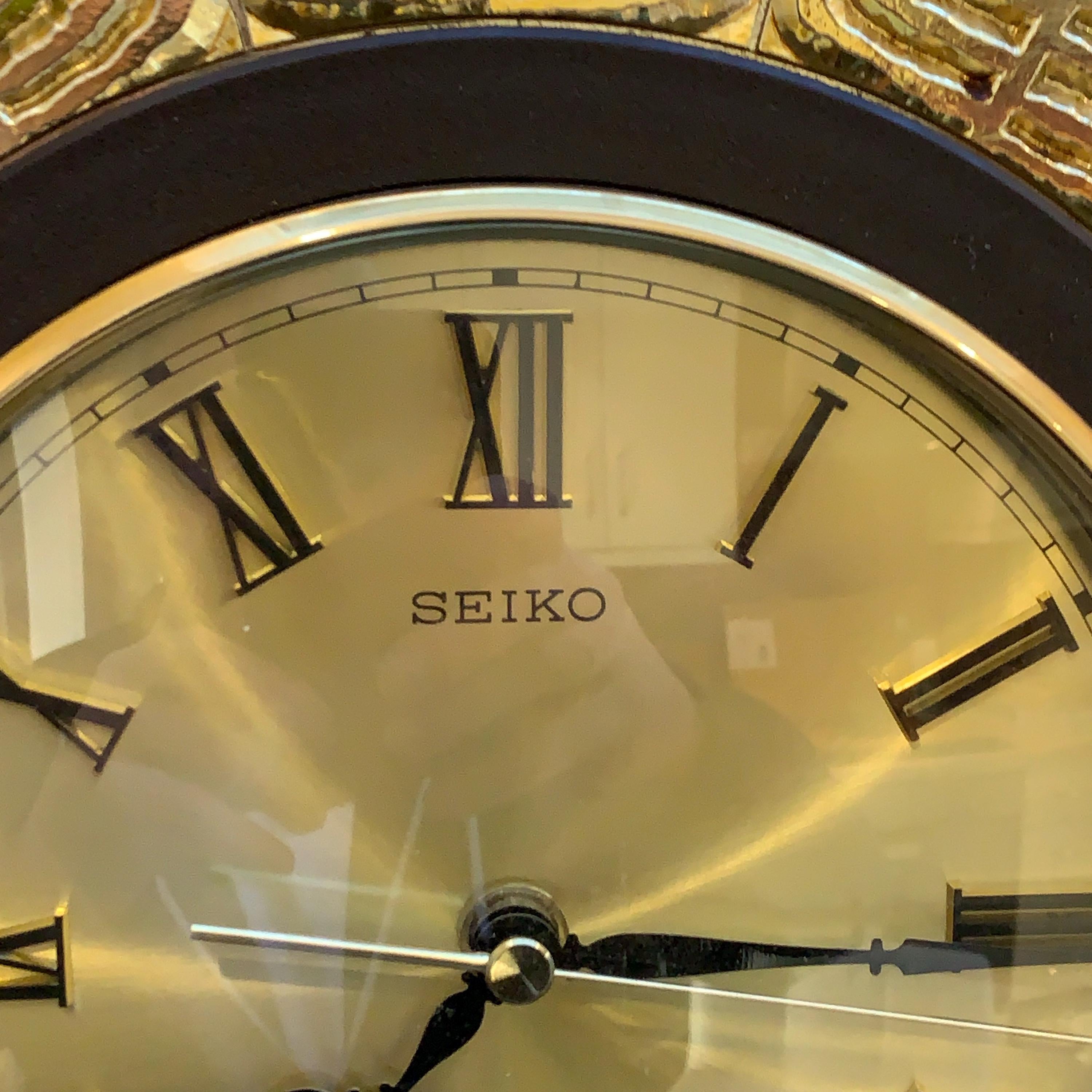 Seiko QA706G Sunburst Wall Clock, Metallic Gold, Roman Numerals, 1975–1980, 13 Inch