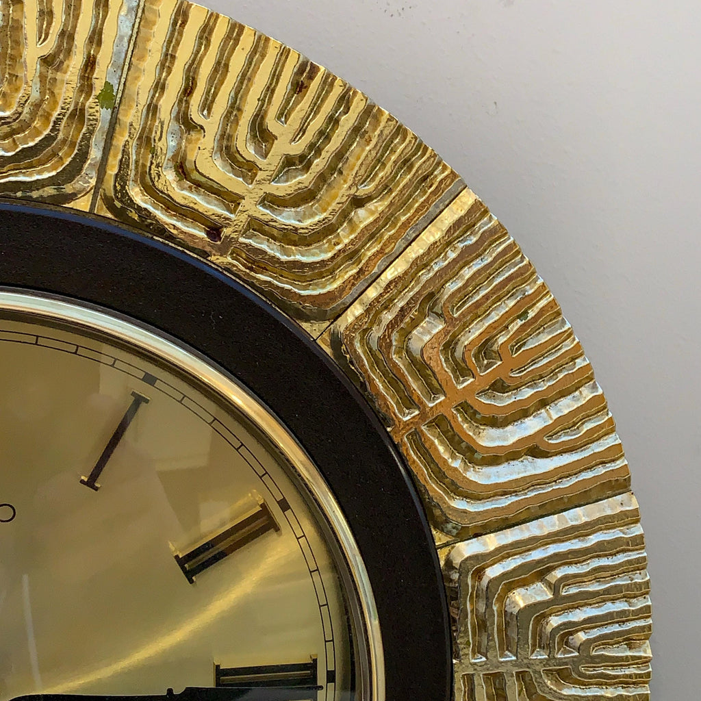 Seiko QA706G Sunburst Wall Clock, Metallic Gold, Roman Numerals, 1975–1980, 13 Inch