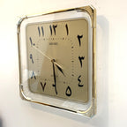 Seiko QAF066F Wall Clock – Eastern Arabic Numerals, Brass & Acrylic, 11 Inch