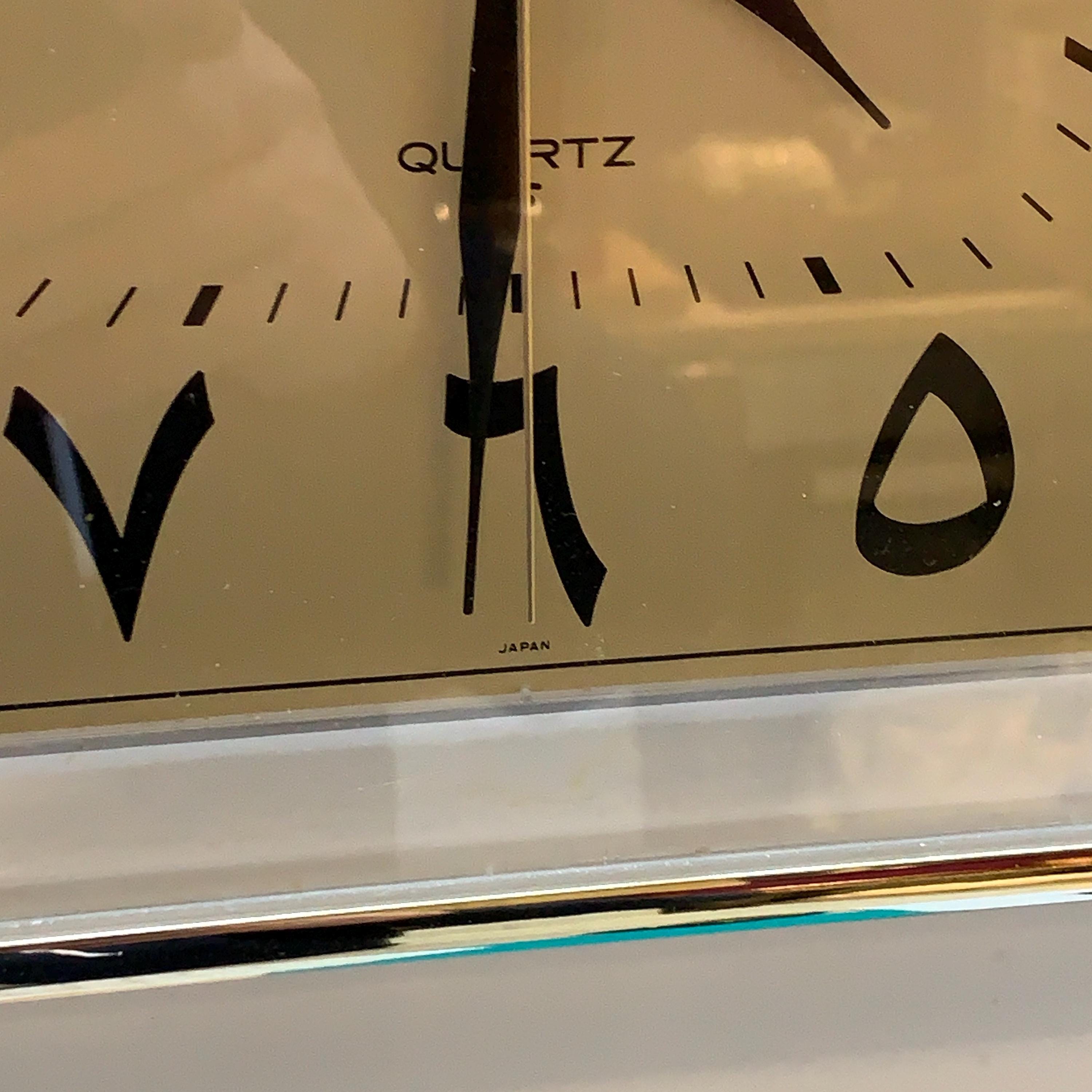 Seiko QAF066F Wall Clock – Eastern Arabic Numerals, Brass & Acrylic, 11 Inch