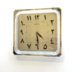Seiko QAF066F Wall Clock – Eastern Arabic Numerals, Brass & Acrylic, 11 Inch