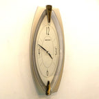 Seiko QXA342S Elongated Silver Wall Clock, NOS Unused, Quiet Sweep Quartz, Modern Japanese Design
