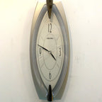 Seiko QXA342S Elongated Silver Wall Clock, NOS Unused, Quiet Sweep Quartz, Modern Japanese Design