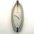 Seiko QXA342S Elongated Silver Wall Clock, NOS Unused, Quiet Sweep Quartz, Modern Japanese Design