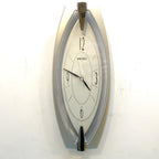 Seiko QXA342S Elongated Silver Wall Clock, NOS Unused, Quiet Sweep Quartz, Modern Japanese Design