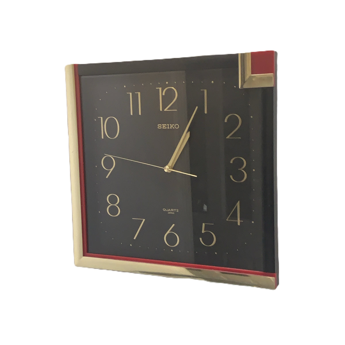 Seiko Wall Clock Vintage Gold Black Red Art Deco Quartz 30cm Retro Gift