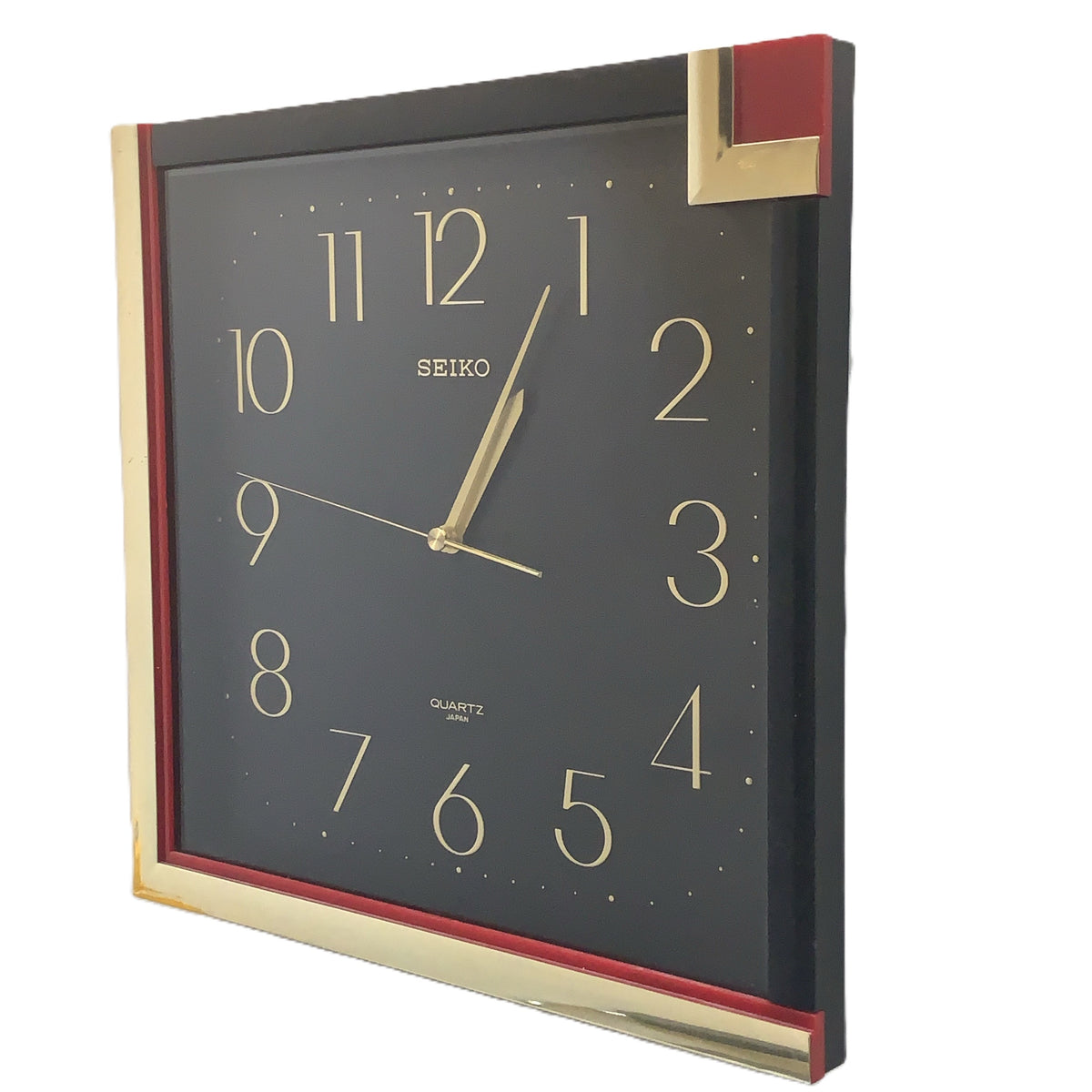 Seiko Wall Clock Vintage Gold Black Red Art Deco Quartz 30cm Retro Gift