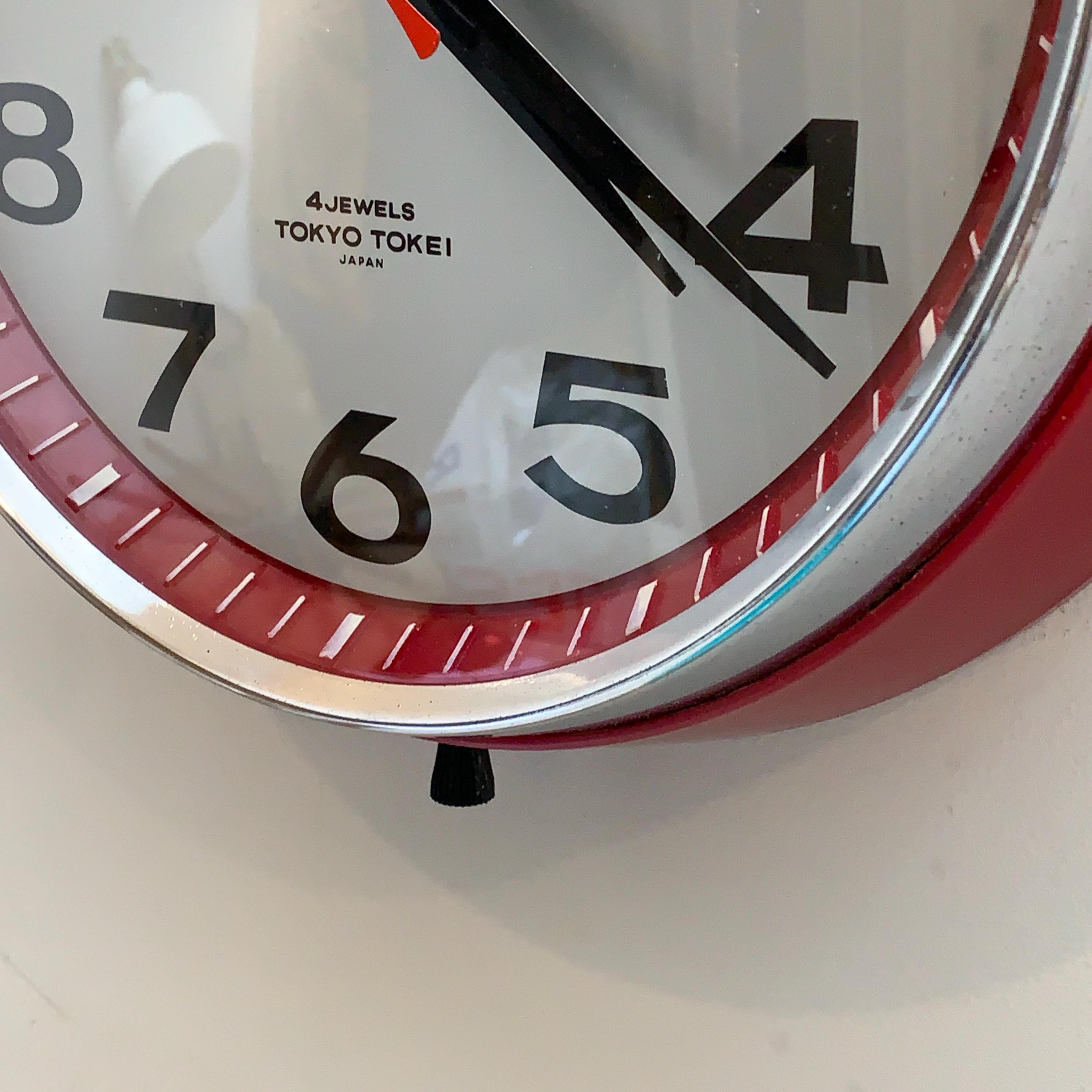 Silicon Clock Tokyo Tokei Wall Clock – Red, Japan, 10 Inch, New Quartz Movement
