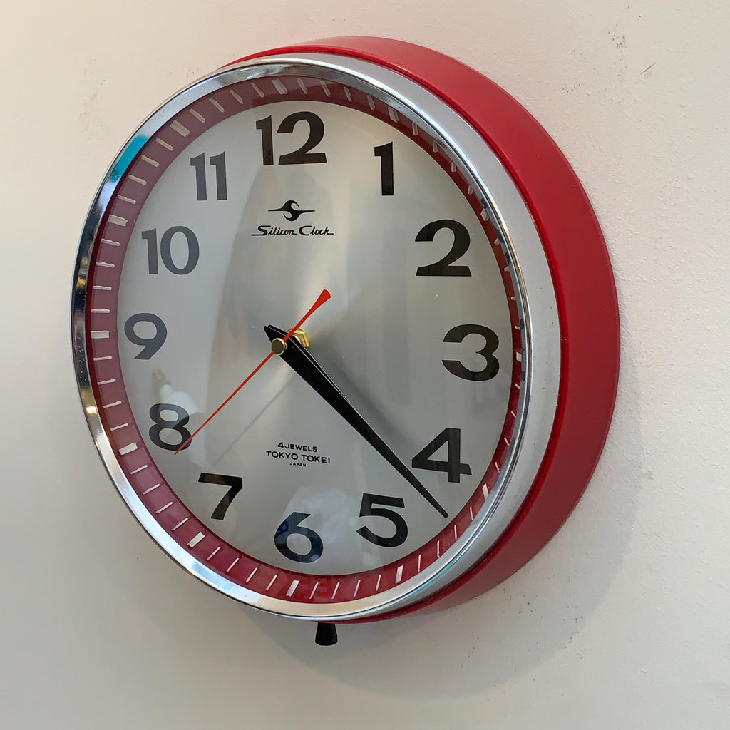 Silicon Clock Tokyo Tokei Wall Clock – Red, Japan, 10 Inch, New Quartz Movement