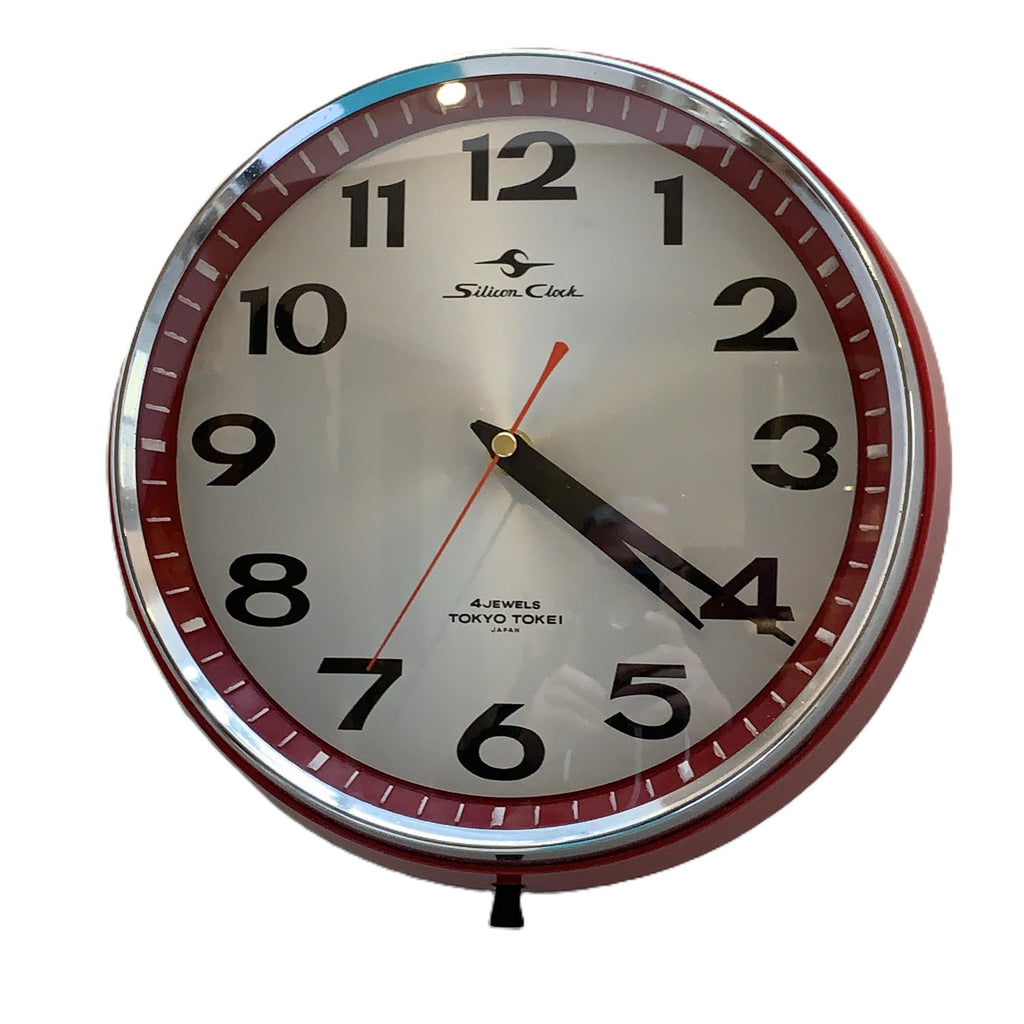 Silicon Clock Tokyo Tokei Wall Clock – Red, Japan, 10 Inch, New Quartz Movement