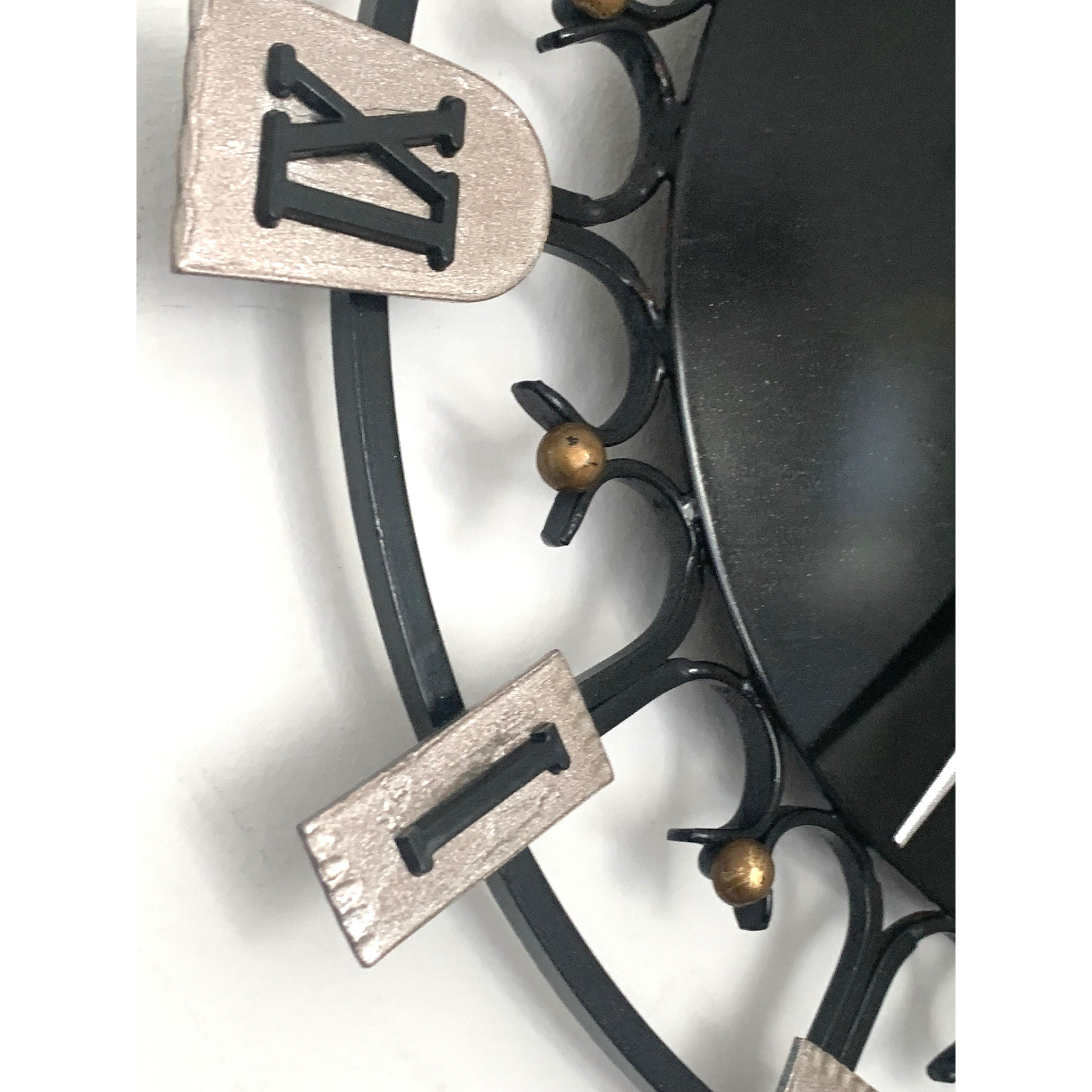 Smiths Dominica Wall Clock - 1950s British Wrought Iron Roman Numeral, Restored, 12 Inch