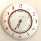 Smiths Vitreous Enamel Wall Clock Rare 1950s White Red Quartz 8in Gift