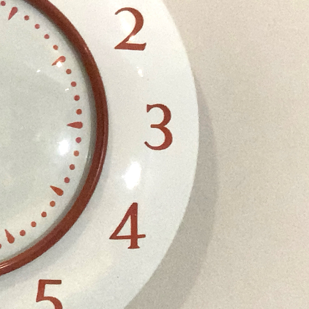 Smiths Vitreous Enamel Wall Clock Rare 1950s White Red Quartz 8in Gift