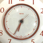 Smiths Vitreous Enamel Wall Clock Rare 1950s White Red Quartz 8in Gift