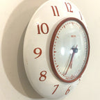 Smiths Vitreous Enamel Wall Clock Rare 1950s White Red Quartz 8in Gift