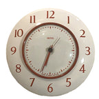 Smiths Vitreous Enamel Wall Clock Rare 1950s White Red Quartz 8in Gift
