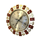 Staiger Chrometron Wall Clock – 1970s West German Brass Red Lacquer Roman Numeral 11 Inch Quartz