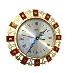 Staiger Chrometron Wall Clock – 1970s West German Brass Red Lacquer Roman Numeral 11 Inch Quartz