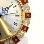 Staiger Chrometron Wall Clock – 1970s West German Brass Red Lacquer Roman Numeral 11 Inch Quartz