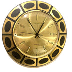 Staiger Op Art Wall Clock – 1970s Gold & Black Bezel, West Germany, New Old Stock