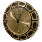 Staiger Op Art Wall Clock – 1970s Gold & Black Bezel, West Germany, New Old Stock