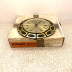 Staiger Op Art Wall Clock – 1970s Gold & Black Bezel, West Germany, New Old Stock